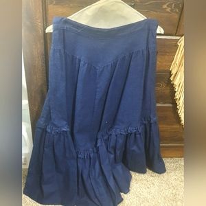 Ruffled western style denim skirt